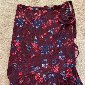 Liz Claiborne Summer Maroon Floral Skirt